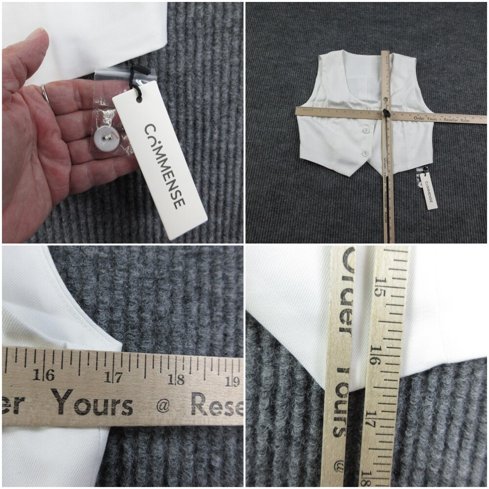 COMMENSE Pant Suit Womens S White Twill Tailored Slim 2-Piece Vest Pants NWT - Picture 15 of 16